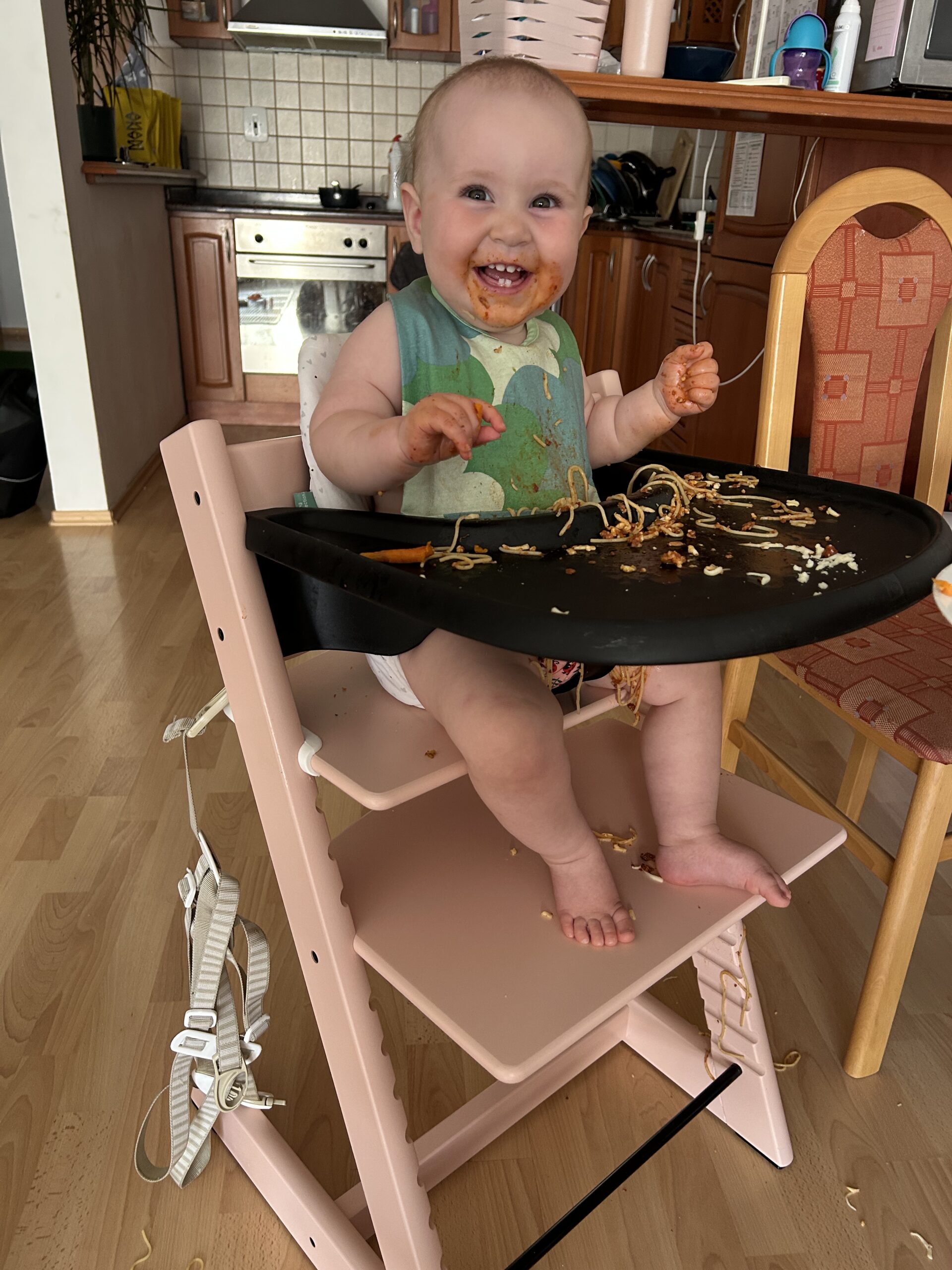 Eating in the high chair